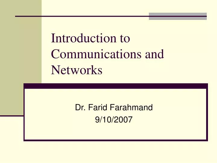 introduction to communications and networks