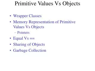 Primitive Values Vs Objects