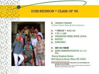 ICHS REUNION * CLASS OF ‘65