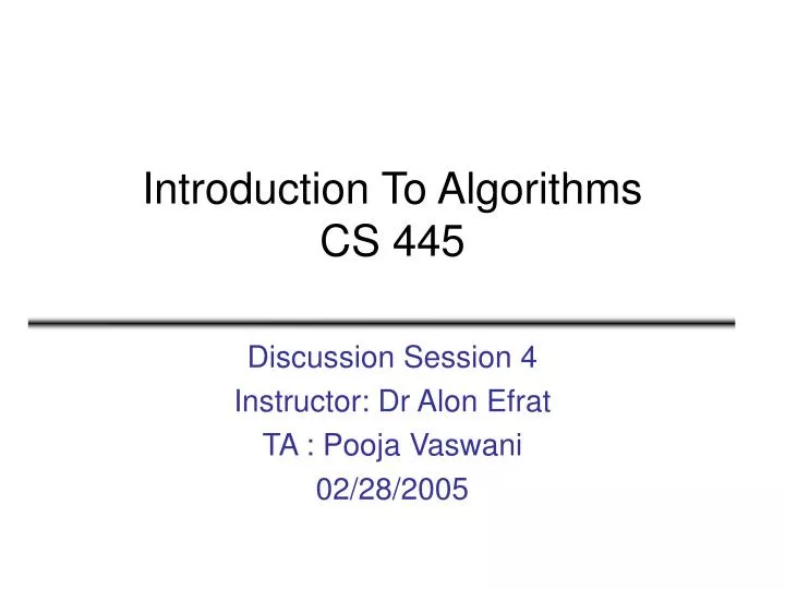 introduction to algorithms cs 445