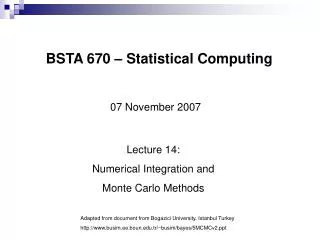 BSTA 670 – Statistical Computing