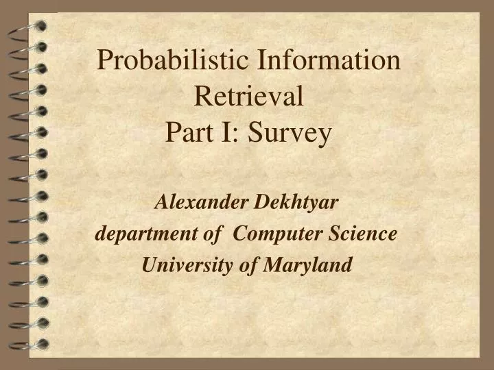 probabilistic information retrieval part i survey