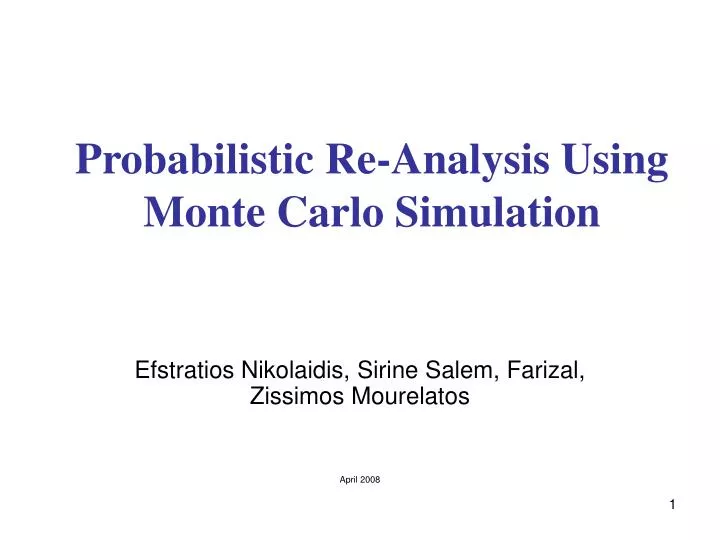 probabilistic re analysis using monte carlo simulation