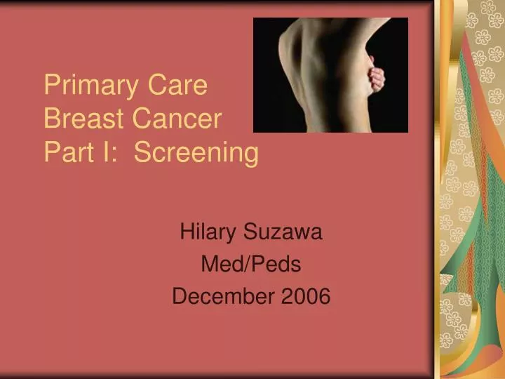 primary care breast cancer part i screening