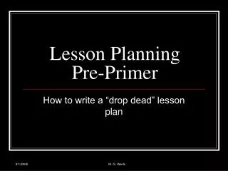 Lesson Planning Pre-Primer
