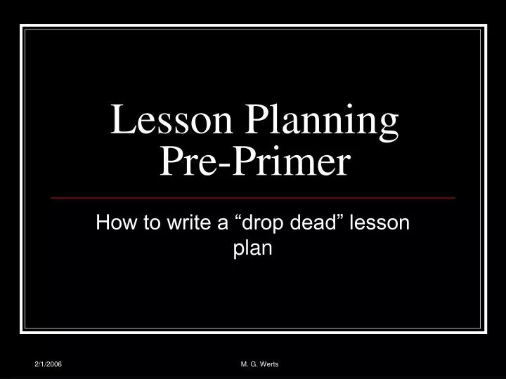 lesson planning pre primer