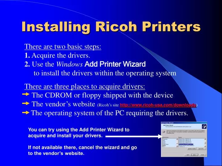 installing ricoh printers