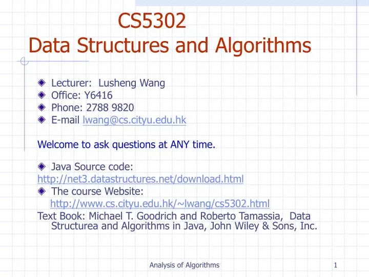 cs5302 data structures and algorithms