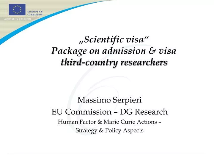 scientific visa package on admission visa third country researchers