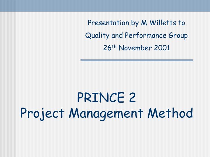 prince 2 project management method