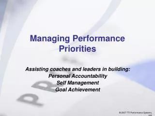 Managing Performance Priorities