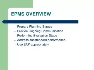 EPMS OVERVIEW