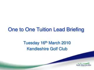 One to One Tuition Lead Briefing
