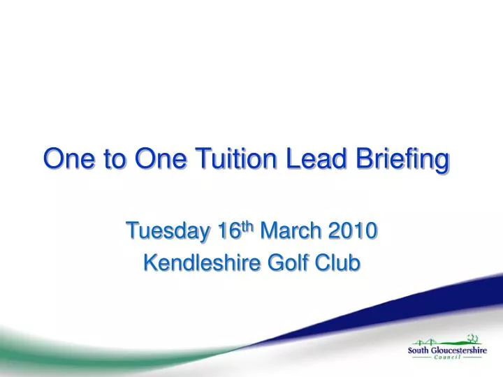 one to one tuition lead briefing