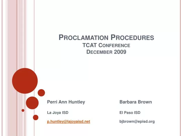proclamation procedures tcat conference december 2009