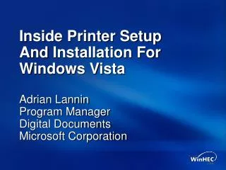 Inside Printer Setup And Installation For Windows Vista