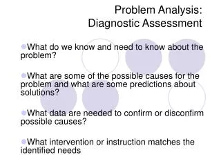 Problem Analysis: Diagnostic Assessment