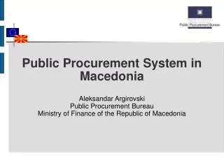 Public Procurement System in Macedonia