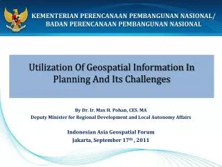 Utilization Of Geospatial Information In Planning And Its Challenges