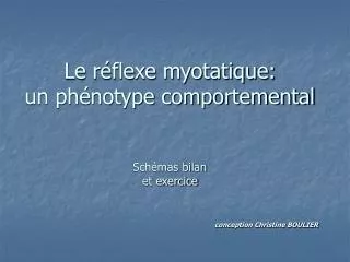 Le réflexe myotatique: un phénotype comportemental Schémas bilan et exercice conception Christine BOULIER