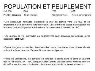 population et peuplement