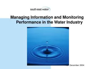Managing Information and Monitoring Performance in the Water Industry