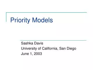 Priority Models