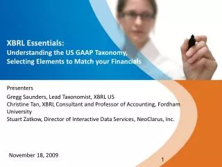 XBRL Essentials: Understanding the US GAAP Taxonomy, Selecting Elements to Match your Financials