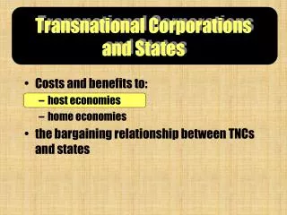 Transnational Corporations and States