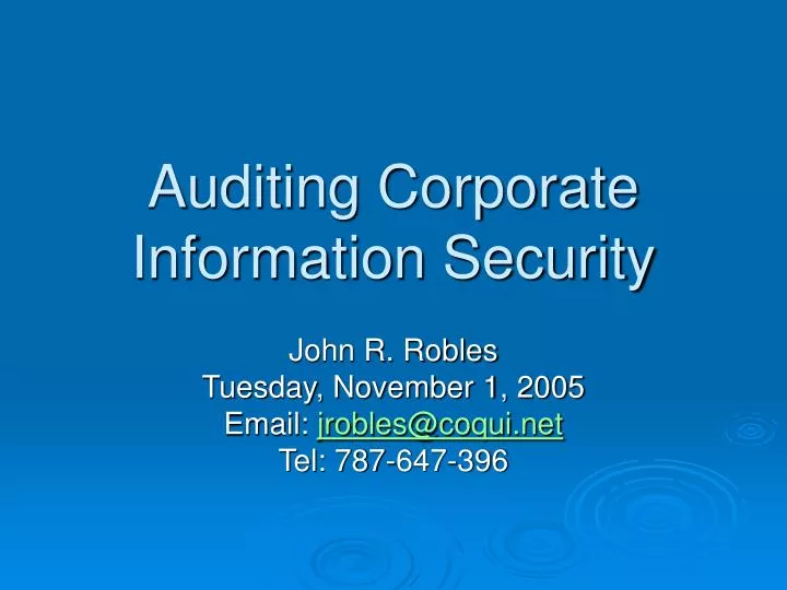 auditing corporate information security