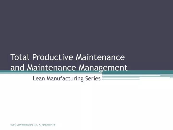 total productive maintenance and maintenance management