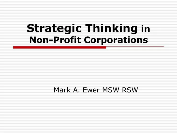 strategic thinking in non profit corporations