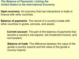 The Balance of Payments: Linking the United States to the International Economy