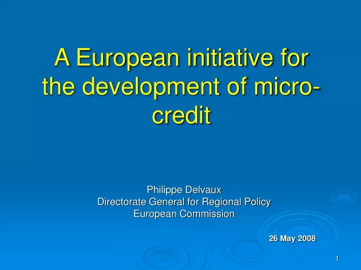 a european initiative for the development of micro credit