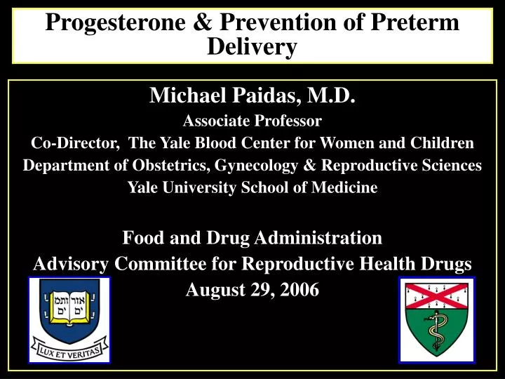 progesterone prevention of preterm delivery