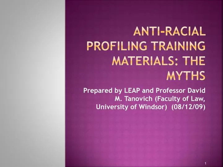 anti racial profiling training materials the myths