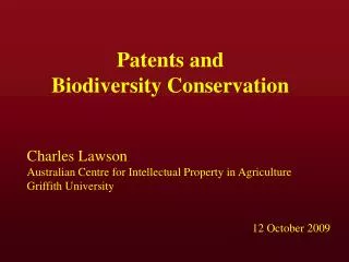 Patents and Biodiversity Conservation
