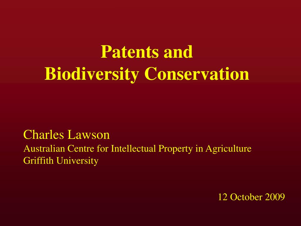 PPT - Patents and Biodiversity Conservation PowerPoint Presentation ...