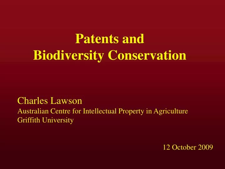 patents and biodiversity conservation