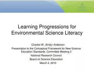 Learning Progressions for Environmental Science Literacy