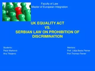 UK EQUALITY ACT VS. SERBIAN LAW ON PROHIBITION OF DISCRIMINATION