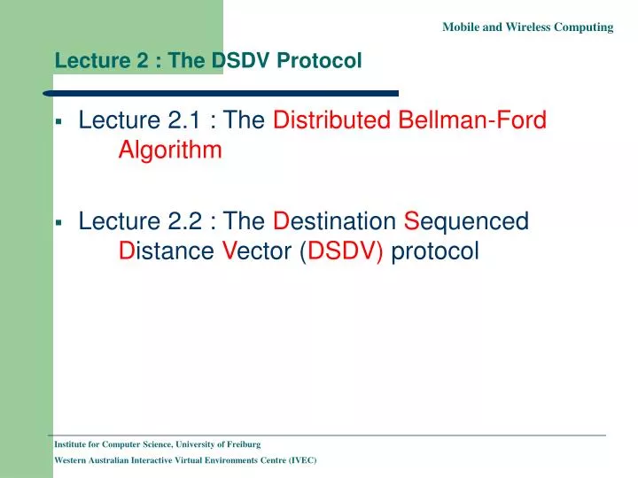 lecture 2 the dsdv protocol