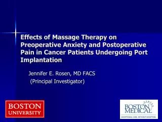 Effects of Massage Therapy on Preoperative Anxiety and Postoperative Pain in Cancer Patients Undergoing Port Implantatio