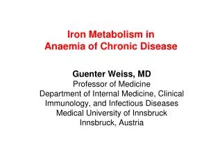 Iron Metabolism in Anaemia of Chronic Disease