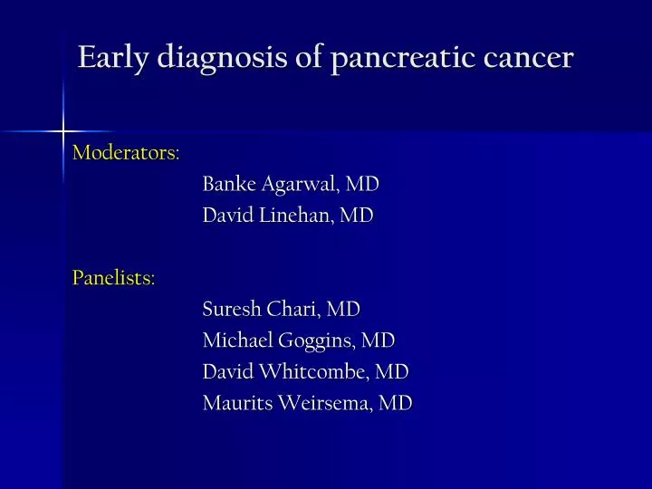 early diagnosis of pancreatic cancer