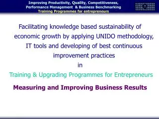 Presentation at World Association for Small and Medium Enterprises (WASME) 2005 Conference in Bucharest, Romania, 16-18