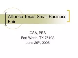 Alliance Texas Small Business Fair