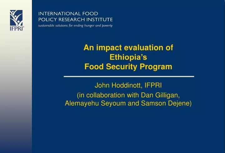 an impact evaluation of ethiopia s food security program