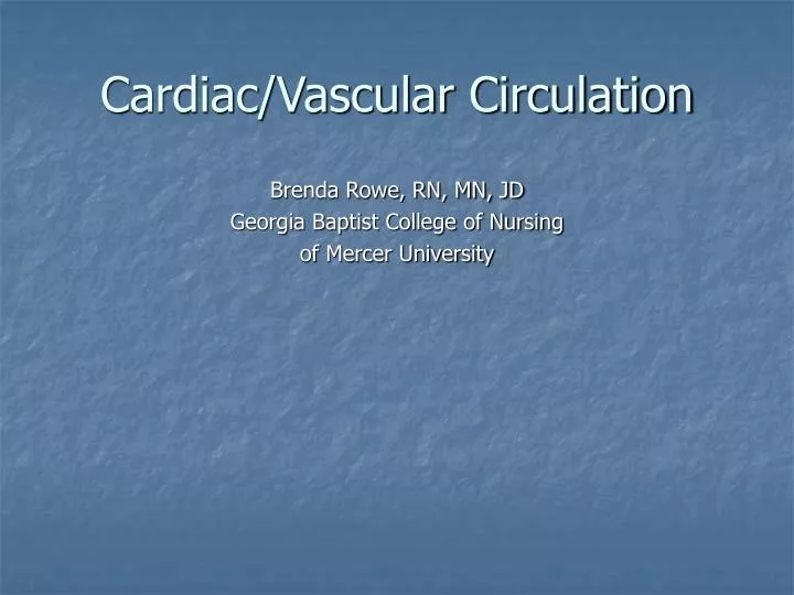 cardiac vascular circulation