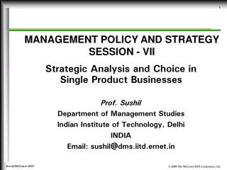 MANAGEMENT POLICY AND STRATEGY SESSION - VII
